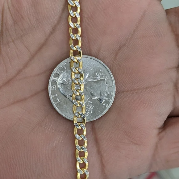 14kt Real Gold Cuban Curb Diamond Cut Chain 4.5mm 24 inches